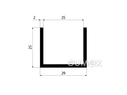 "U" Gummiprofil, 25x29/25mm, 60°ShA, NBR, -40°C/+70°C, schwarz, 